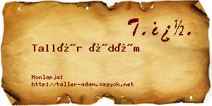 Tallér Ádám névjegykártya