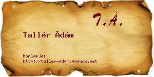Tallér Ádám névjegykártya